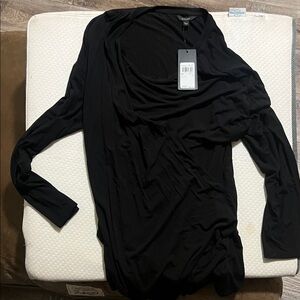 Guess Black Long Sleeve Draped Women's Top